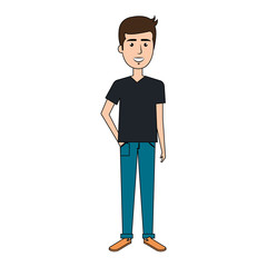 young man model avatar character vector illustration design