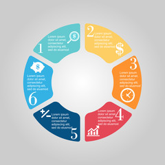 Business Diagram circle 2 3 4 5 6