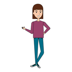 beautiful and young woman character vector illustration design