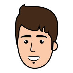 young man head avatar character vector illustration design