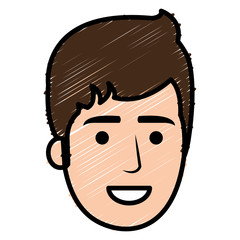 young man head avatar character vector illustration design