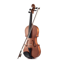 Fototapeta na wymiar Violin with bow isolated on white background