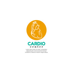 Template logo for human heart. Cardiology center.
