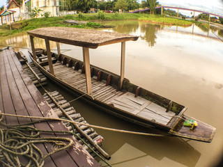 Boat parked in the river.