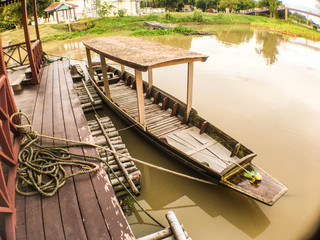 Boat parked in the river.