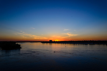 Beautiful sunset over the river Dnieper