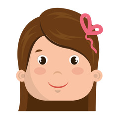 cute little girl head character vector illustration design