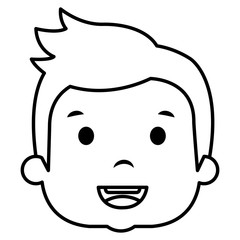 cute boy head avatar character vector illustration design