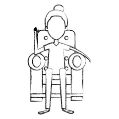 cute grandmother Sitting on the couch avatar character vector illustration design