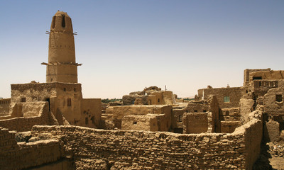 The fortified Islamic town of Al Qasr was built at Dakhla Oasis in the 12th century, Dakhla, Egypt