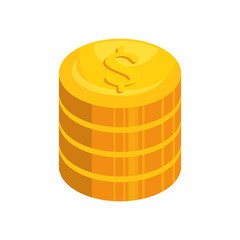 money coins icon over white background colorful design vector illustration