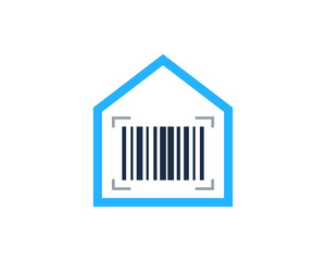 House Barcode Icon Logo Design Element