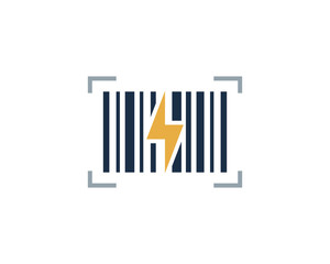 Power Barcode Icon Logo Design Element