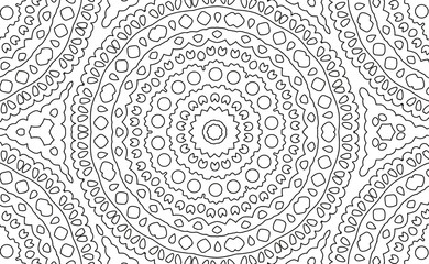 Complex Kaleidoscope Mandala. For Coloring Book. Black Lines on White Background. Abstract Geometric Ornament. Vector.