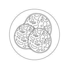 dish with ham slices icon over white background vector illustration