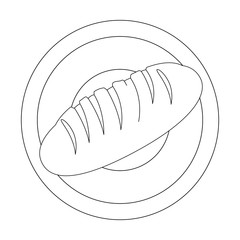 dish with bread icon over white background vector illustration