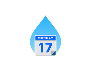 Water Calendar Icon Logo Design Element