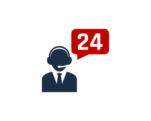 24 Hour Call Center Icon Logo Design Element