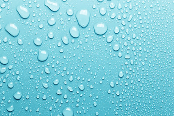 Water drops on blue background
