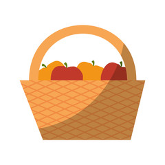 picnic basket with food icon over white background colorful design vector illustration