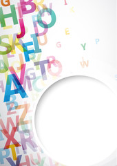 Vector abstract alphabet background with flying letters