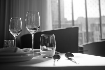dish spoon fork on table at restaurant