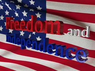 Independence Day in the United States of America. Flag of the USA. 3D rendering, illustration.