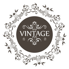 Round vintage sign with beautiful ornamental frame over white background vector illustration