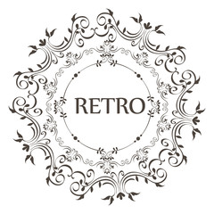 Retro sign with round ornamental frame over white background vector illustration