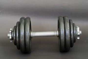 Fototapeta premium Fitness equipment and accessories with dumbbells.Fitness concept.