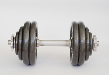 Naklejka premium Fitness equipment and accessories with dumbbells.Fitness concept.