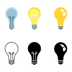 Vector Set of Different Icons - Lightbulbs.