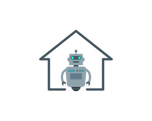 House Robot Icon Logo Design Element