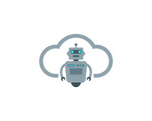Robot Cloud Icon Logo Design Element