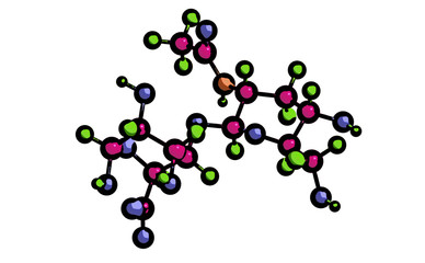 Molecular structure of Hyaluronic acid, 3D rendering