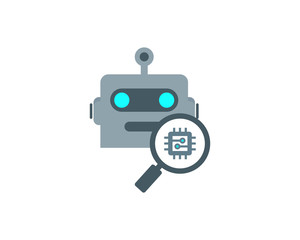Robot Search Icon Logo Design Element