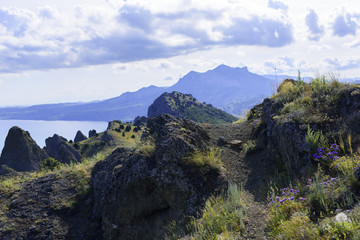 Beautiful mountains in the Kara-dag reserve, Koktebel, Crimea