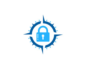 Lock Compass Icon Logo Design Element