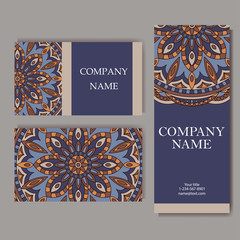 Vector template business card. Geometric background. Card or invitation collection. Islam, Indian, ottoman motifs