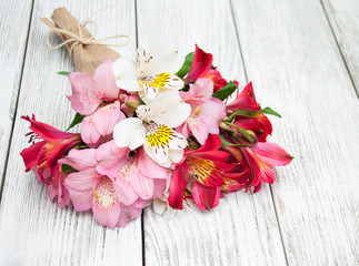 alstroemeria flowers on a table