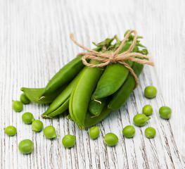 green peas on a table