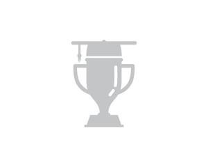 Silver School Trophy Icon Logo Design Element