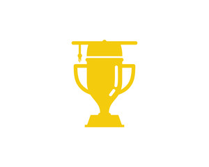 Gold School Trophy Icon Logo Design Element