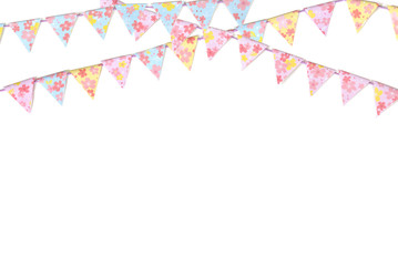 Flower bunting paper cut on white background - isolated  (handmade paper cut, not illustration)
