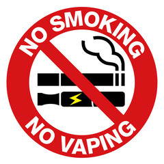 No Smoking including electronic cigarettes sign. - obrazy, fototapety, plakaty