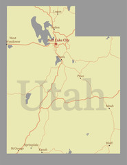 Utah vector accurate high detailed State Map with Community Assistance and Activates Icons Original pastel Illustration
