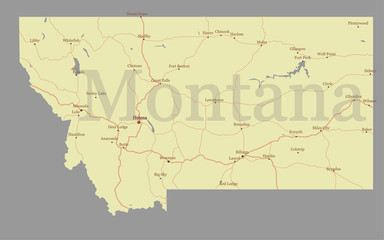 Montana accurate vector exact detailed State Map with Community Assistance and Activates Icons Original pastel Illustration. United States of America