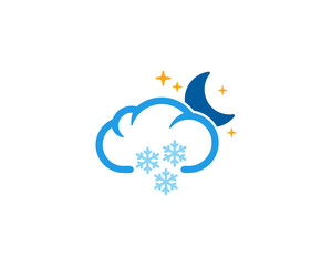 Night Snow Weather And Season Icon Logo Design Element