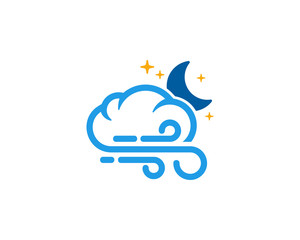 Night Wind Weather And Season Icon Logo Design Element