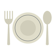 plate with fork and spoon icon image